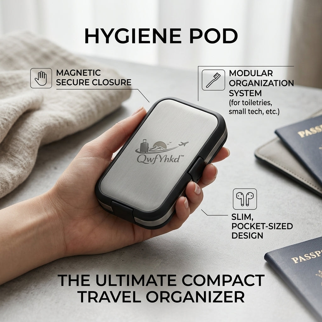 QwfYhkd™ Hygiene Pod – Premium Compact Travel Organizer Case | Slim, Magnetic Closure Storage for Toiletries, Small Tech, & Everyday Essentials | Pocket-Sized, Lightweight & Durable Design for Travel, Commuting & EDC