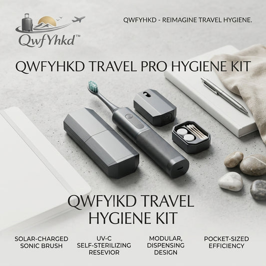 QwfYhkd™ Travel Pro Hygiene Kit – All-in-One Solar-Powered Sonic Toothbrush & Modular UV-C Sterilizing Toiletry Set for Travelers
